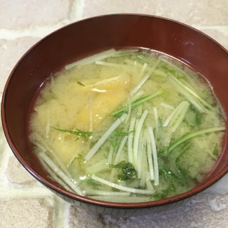 水菜と油揚げのお味噌汁♪